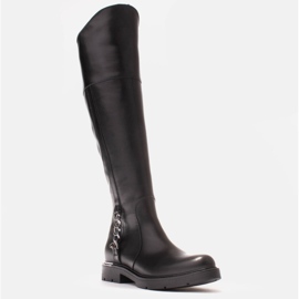 Marco Shoes Bottes hautes avec caoutchouc et chaîne noir 1