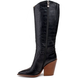 Marco Shoes Bottes femme noires Marco 1373K santiags en peau de reptile 1