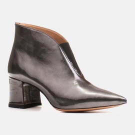 Marco Shoes Bottines 1460B slim en cuir gris avec tige en caoutchouc 1