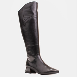 Marco Shoes Boots en cuir noir à bord ondulé 1