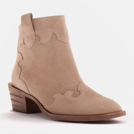 Marco Shoes Bottes beiges en daim naturel sans isolation 4