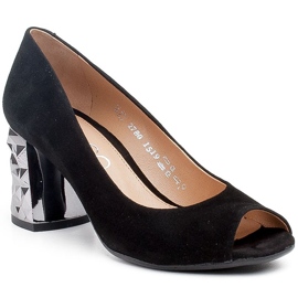 Marco Shoes Escarpins en daim noir à talon métallique 3D le noir 1
