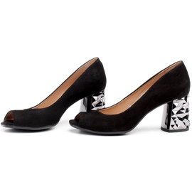 Marco Shoes Escarpins en daim noir à talon métallique 3D le noir 3