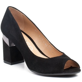 Marco Shoes Escarpins en daim noir à talon métallisé le noir 1
