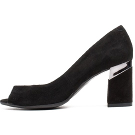 Marco Shoes Escarpins en daim noir à talon métallisé 2