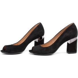 Marco Shoes Escarpins en daim noir à talon métallisé le noir 3