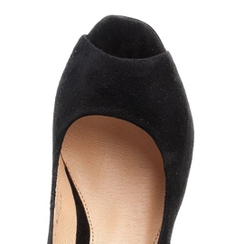 Marco Shoes Escarpins en daim noir à talon métallisé le noir 4