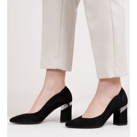 Marco Shoes Escarpins en daim noir à talon métallisé le noir 3