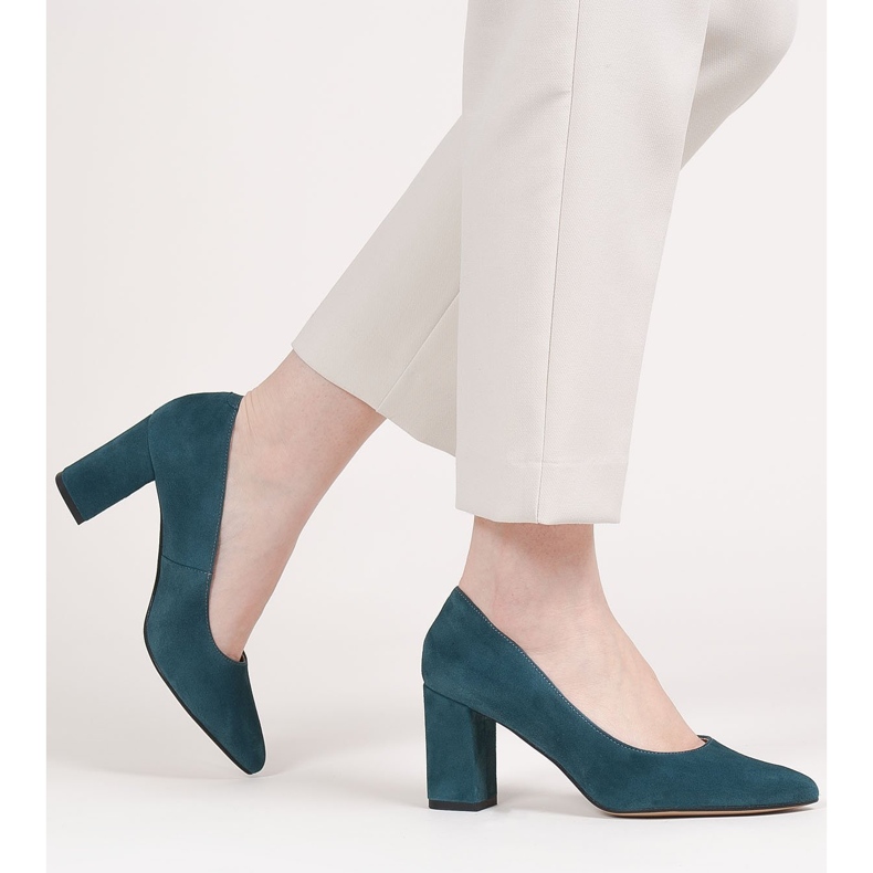 Marco Shoes Escarpins bleus en daim naturel 2