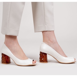 Marco Shoes Escarpins blancs 1519P avec talon 3D ambre blanche 1