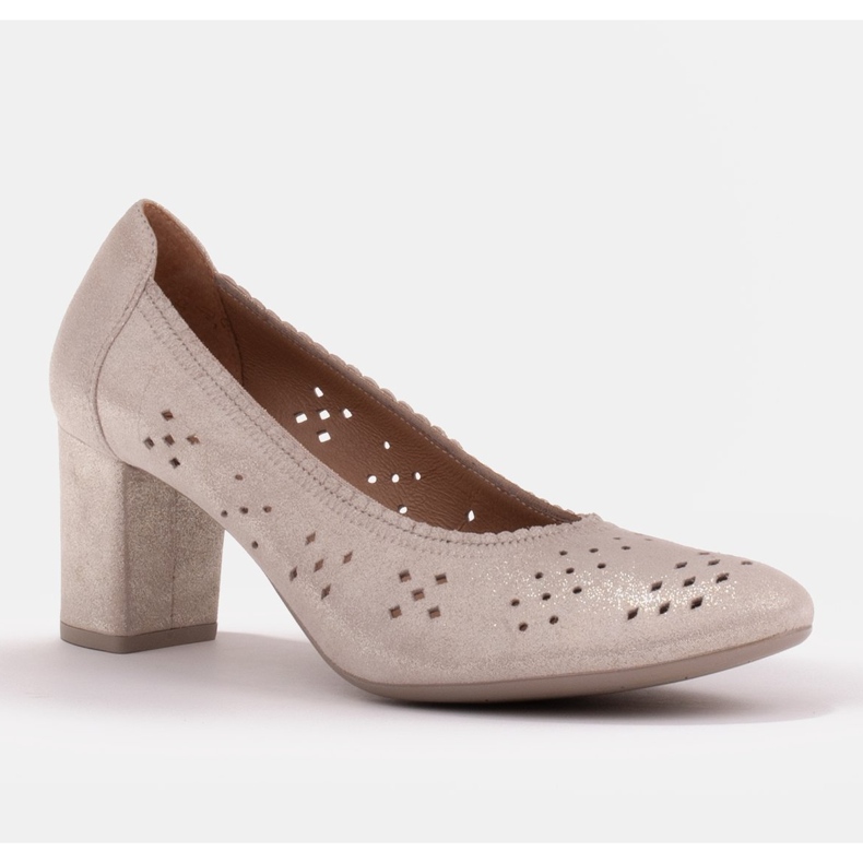 Marco Shoes Escarpins en cuir avec perforation pour un pied plus large beige 1