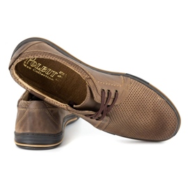 Polbut Chaussures en cuir pour hommes 343, perforations, marron brun 3