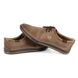 Polbut Chaussures en cuir pour hommes 343, perforations, marron brun 4