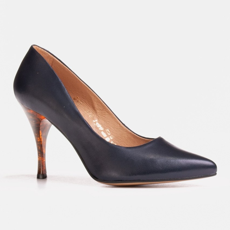 Marco Shoes Escarpins 1599P bleu marine à talon ambre 1