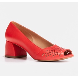 Marco Shoes Escarpins rouges à devant perforé 1