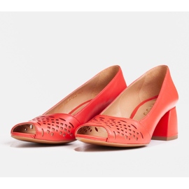 Marco Shoes Escarpins rouges à devant perforé 4