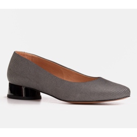 Marco Shoes Ballerines à rayures en cuir fleur noir 1