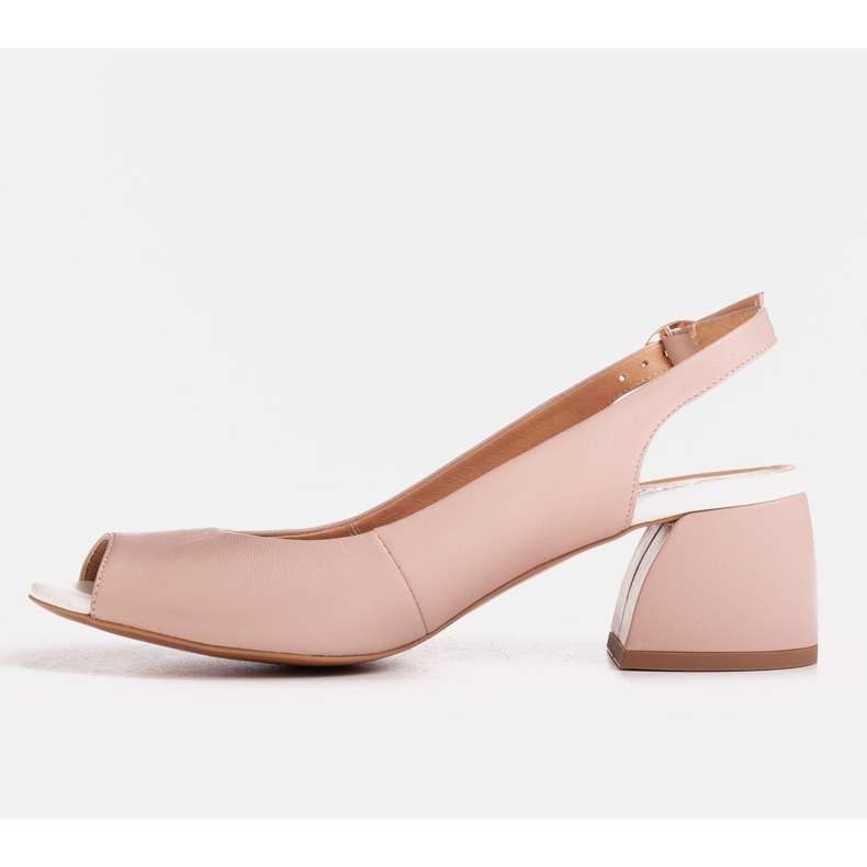 Marco Shoes Sandale 1506P en cuir rose avec un talon stable 1