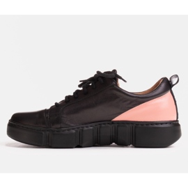 Marco Shoes Baskets en cuir avec empiècement rose noir 1