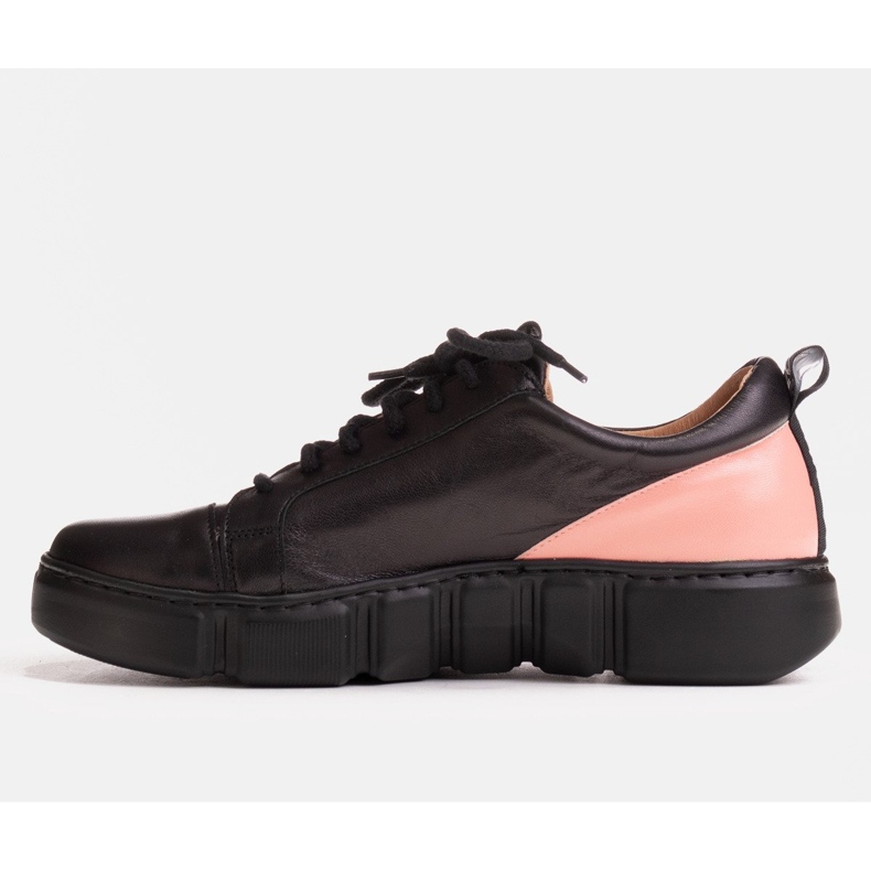Marco Shoes Baskets en cuir avec empiècement rose noir 1