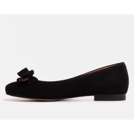 Marco Shoes Ballerines en daim noir à nœud 1