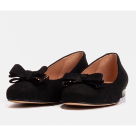 Marco Shoes Ballerines en daim noir à nœud le noir 4