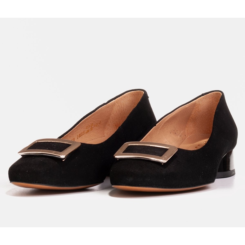 Marco Shoes Escarpins en daim noir avec ornement le noir 1