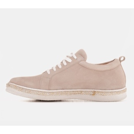 Marco Shoes Baskets nouées en daim beige 2