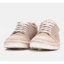 Marco Shoes Baskets nouées en daim beige 4