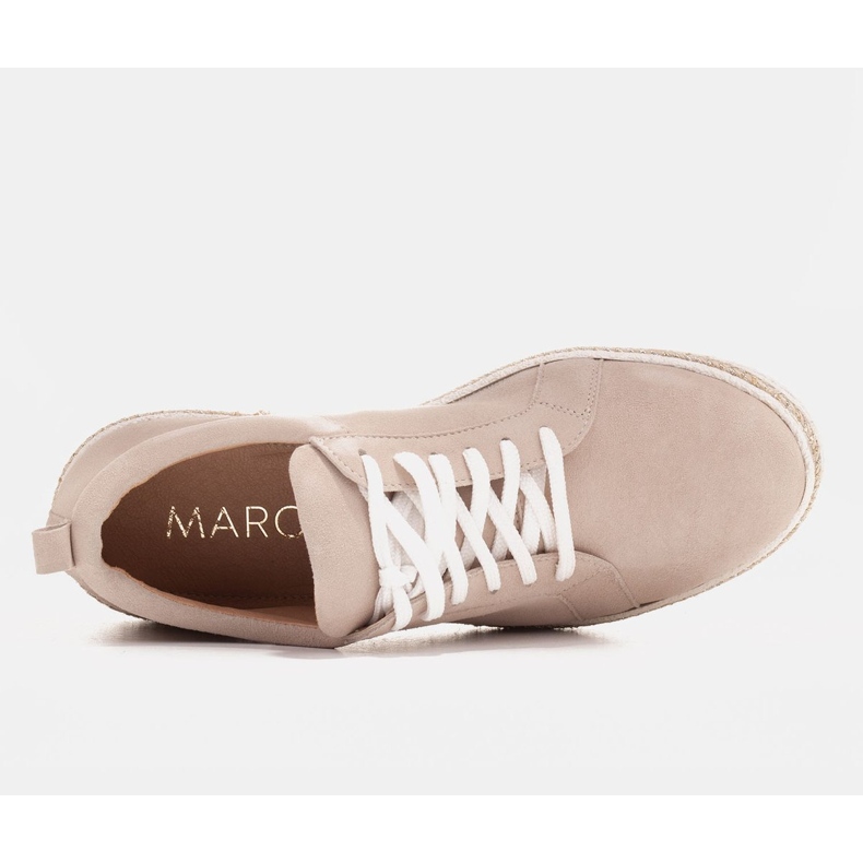 Marco Shoes Baskets nouées en daim beige 1