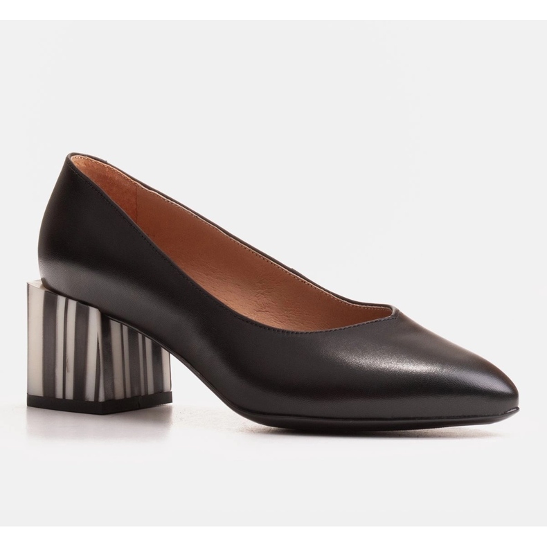 Marco Shoes Escarpins en cuir noir à talon zébré 1