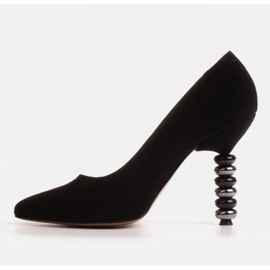 Marco Shoes Escarpins en daim noir avec pierres le noir 1