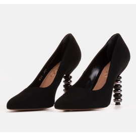 Marco Shoes Escarpins en daim noir avec pierres le noir 3