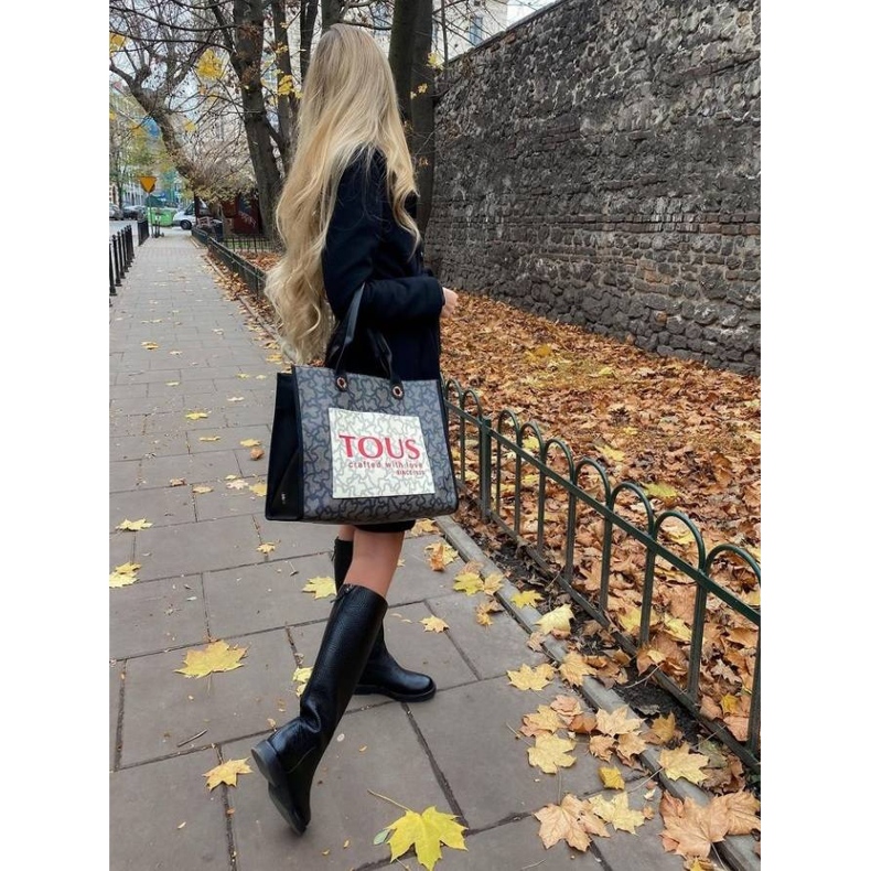 Marco Shoes Bottes hautes plates en cuir naturel gaufré le noir 1