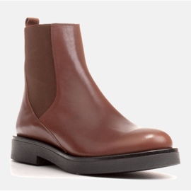 Marco Shoes Bottines plates en cuir avec isolation avec une large tige en caoutchouc brun 1