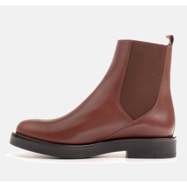 Marco Shoes Bottines plates en cuir avec isolation avec une large tige en caoutchouc brun 2