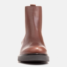 Marco Shoes Bottines plates en cuir avec isolation avec une large tige en caoutchouc brun 3