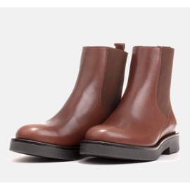Marco Shoes Bottines plates en cuir avec isolation avec une large tige en caoutchouc brun 6