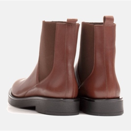 Marco Shoes Bottines plates en cuir avec isolation avec une large tige en caoutchouc brun 5