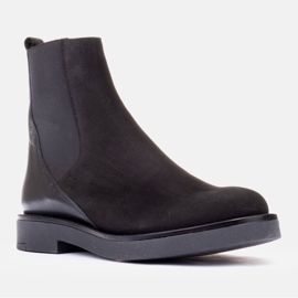 Marco Shoes Bottines plates en cuir avec isolation avec une large tige en caoutchouc le noir 1