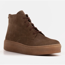 Marco Shoes Bottines basses à lacets en cuir souple brun vert 1