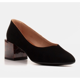 Marco Shoes Escarpins pour femmes en daim naturel avec un talon ambré le noir 1
