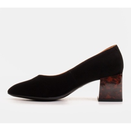 Marco Shoes Escarpins pour femmes en daim naturel avec un talon ambré le noir 2