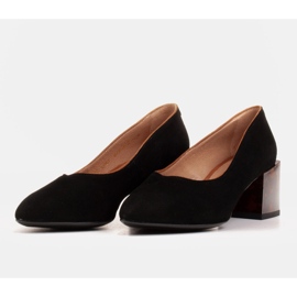 Marco Shoes Escarpins pour femmes en daim naturel avec un talon ambré le noir 4