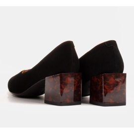 Marco Shoes Escarpins pour femmes en daim naturel avec un talon ambré le noir 6