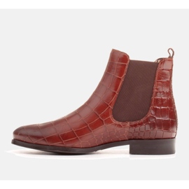 Marco Shoes Bottines plates en cuir avec tige élastique en caoutchouc brun 2