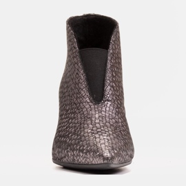 Marco Shoes Bottines 1460B slim en cuir gris avec tige en caoutchouc 1