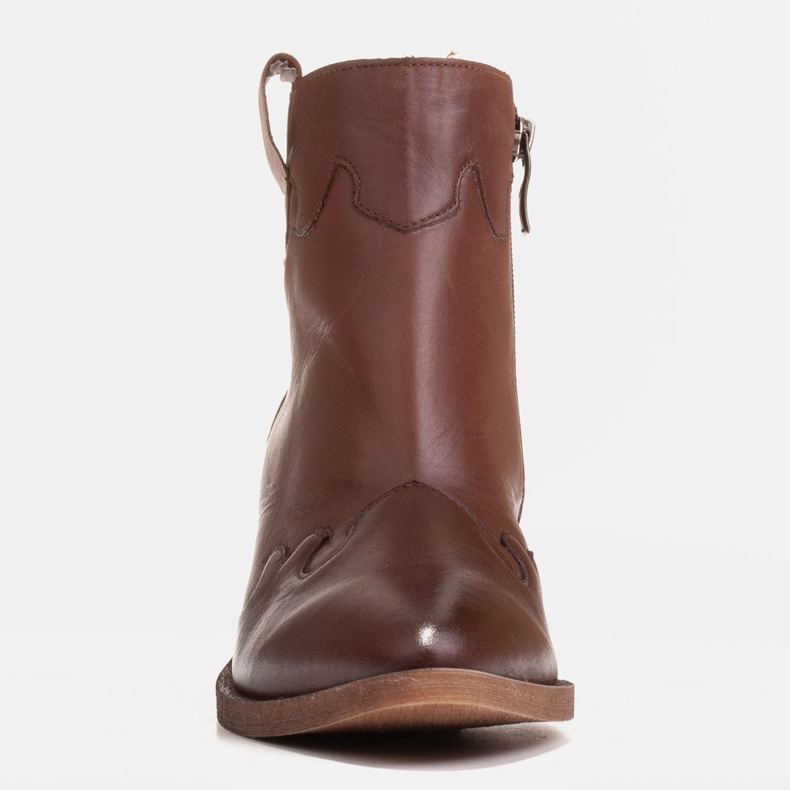 Marco Shoes Bottes de cowboy marron en cuir grainé naturel sans isolation brun 1 Marco Shoes Bottes de cowboy marron en cuir grainé naturel sans isolation brun 1