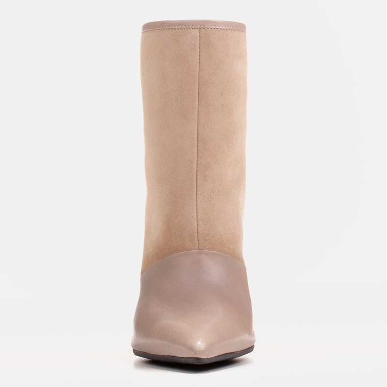 Marco Shoes Bottes pour femmes à talon haut dans une combinaison de cuir et de daim beige 1