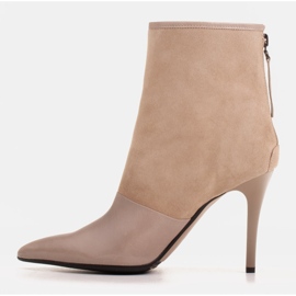 Marco Shoes Bottes pour femmes à talon haut dans une combinaison de cuir et de daim beige 3